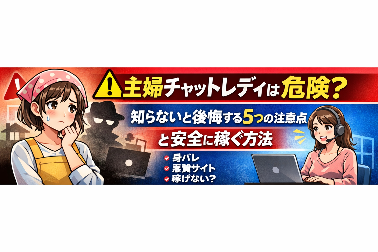 ⚠主婦チャットレディは危険？知らないと後悔する5つの注意点と安全に稼ぐ方法